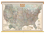Antique Tones US Map Classroom Pull Down